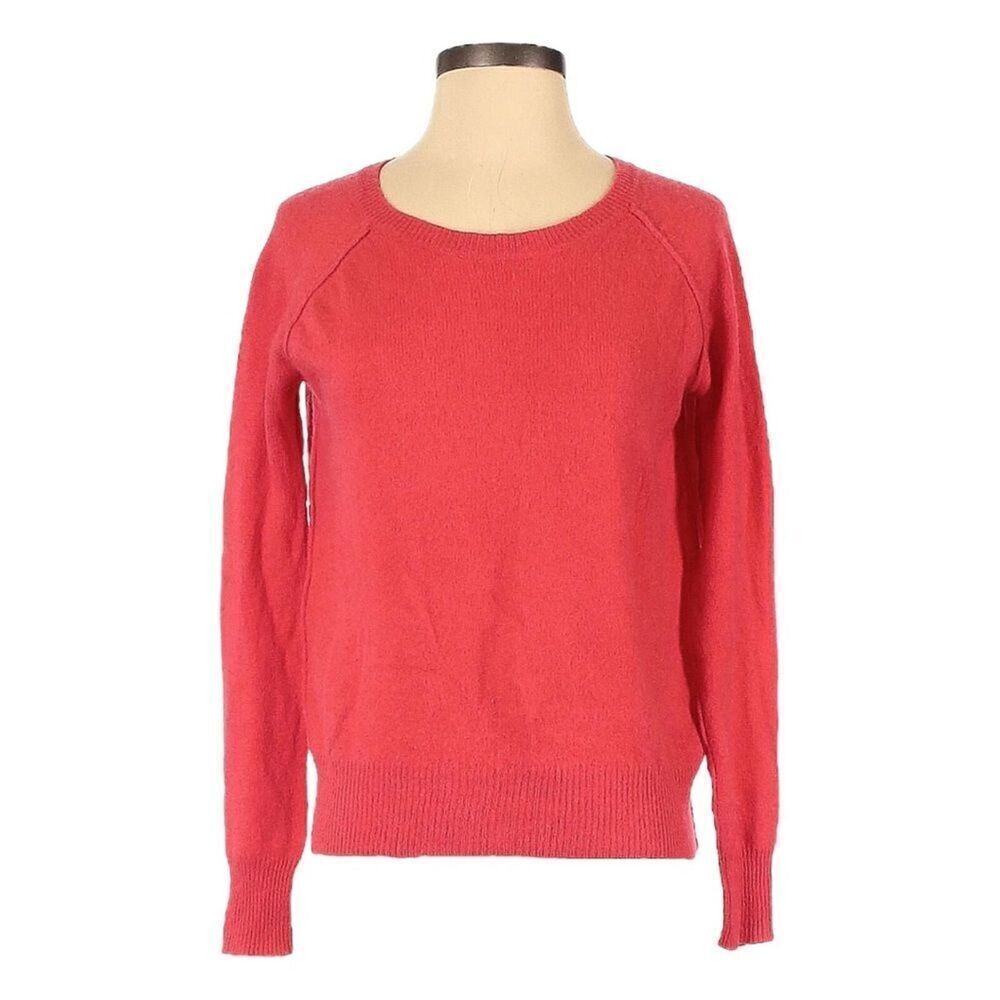 Sea Bleu Cashmere Crewneck Sweater XS Coral Red 100% Cashmere Ribbed